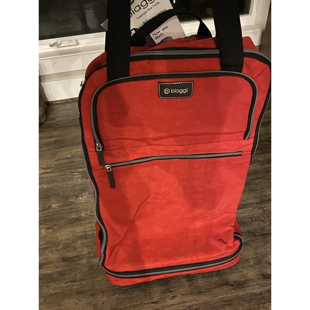 BIAGGI Zipsak 27" Micro Fold Collapsible Spinner Suitcase-Red.